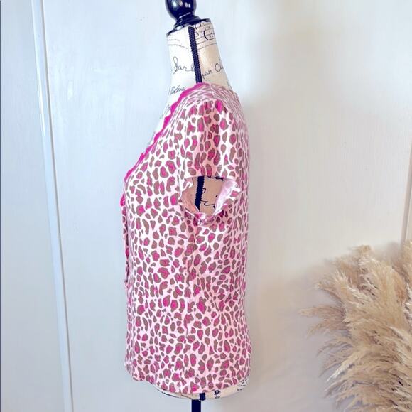 Victoria's Secret Pink Leopard Print Button Up Pajama Top size Medium - Picture 4 of 7